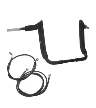 Kit Guidão Mad Dogger Rhino 2” + Cabos Mecânicos com Embreagem Hidráulica para Harley-Davidson Touring Electra, Street e Ultra Glide - Preto