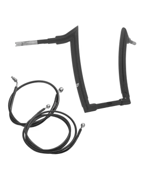 Kit Guidão Mad Dogger Curve Rhino 2” + Cabos Mecânicos com Embreagem Hidráulica para Harley-Davidson Touring Road Glide - Preto