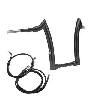 Kit Guidão Diablo Rhino 2” + Cabos Mecânicos com Embreagem Hidráulica para Harley-Davidson Touring Road Glide - Preto