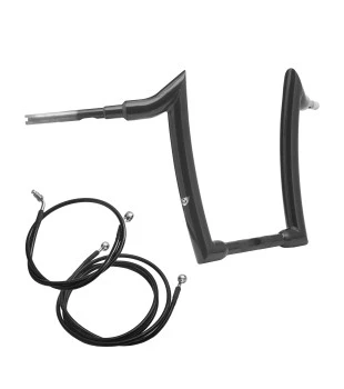 Kit Guidão Diablo Curve Rhino 2” + Cabos Mecânicos com Embreagem Hidráulica para Harley-Davidson Touring Road Glide - Preto