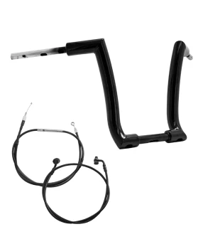 Kit Guidão Rogue Rhino 2” + Cabos Mecânicos com Acelerador Eletrônico para Harley-Davidson Softail Line - Preto