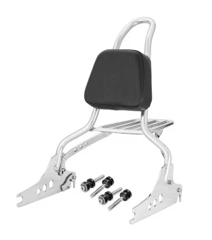 Sissy Bar King 20" Destacável para Harley-Davidson Softail Fat Boy com Bagageiro Removivel - Inox Polido