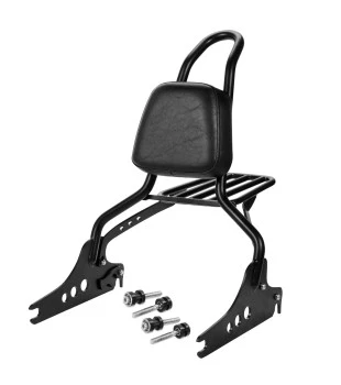 Sissy Bar King 20" Destacável para Harley-Davidson Softail Fat Boy com Bagageiro Removivel - Preto