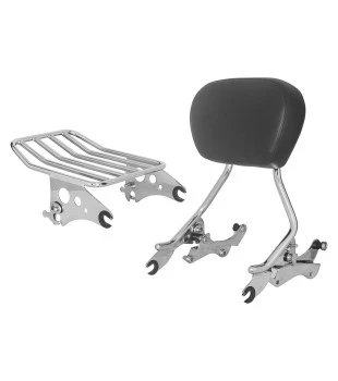 Sissy Bar King Low 16" Destacável para Harley-Davidson Touring Ultra Glide com Bagageiro - Inox Polido