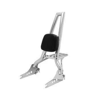 Sissy Bar Brutale Squarebone 25" Destacável para Harley-Davidson Softail Fat Boy com Bagageiro Removível - Inox Polido