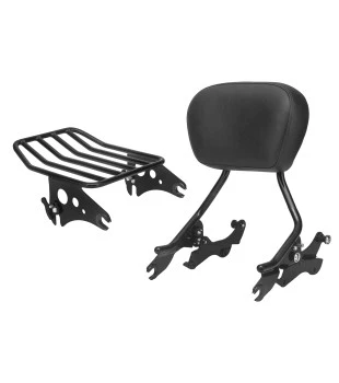 Sissy Bar King Low 16" Destacável para Harley-Davidson Touring Ultra Glide com Bagageiro - Preto